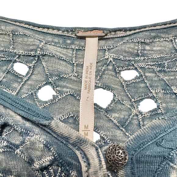 Free People | Women | Luna Embroidered Crochet Eyelet Long Sleeve Top | Medium - Picture 8 of 16